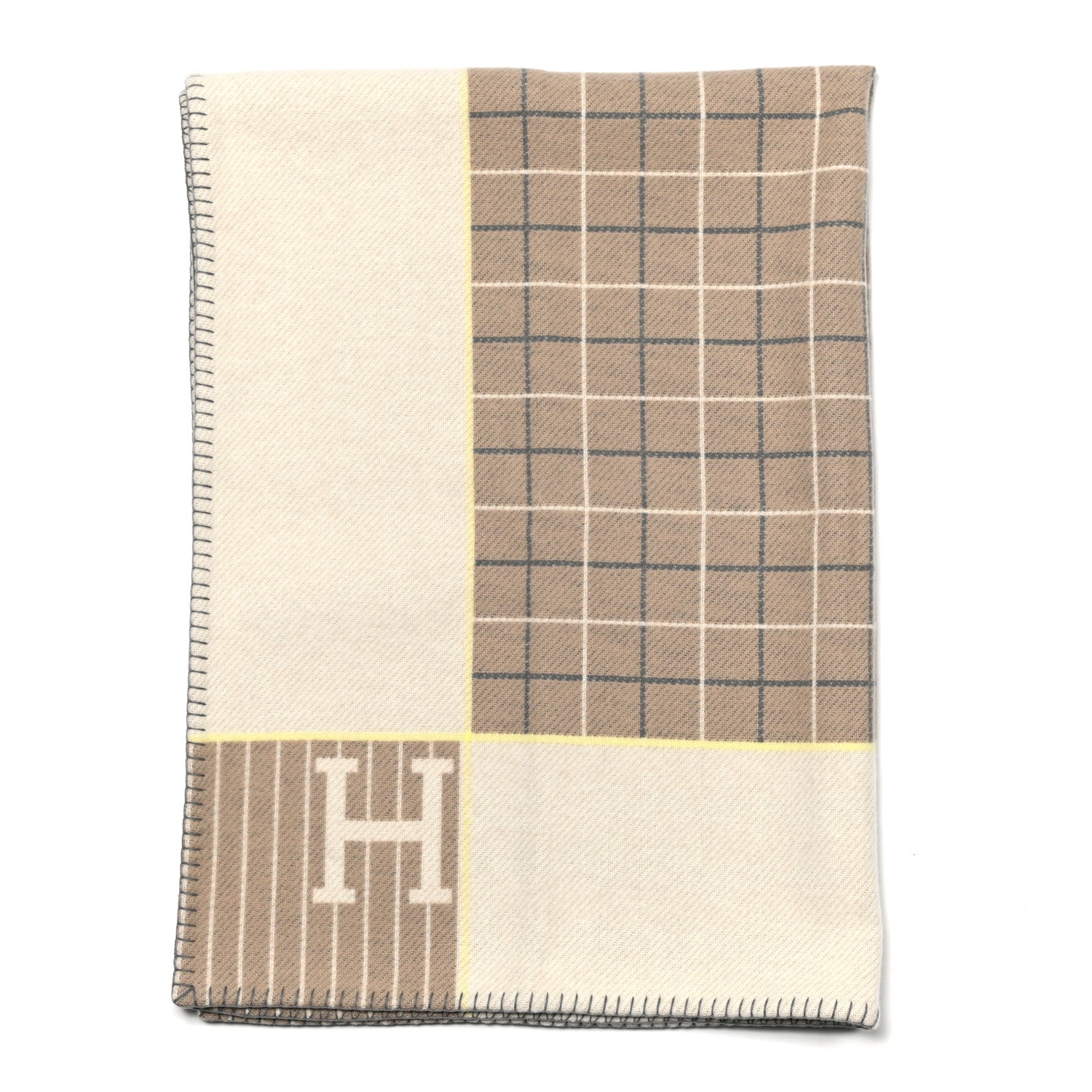 Hermes Wool Cashmere Avalon Passe-Passe Blanket Naturel 1 of 3