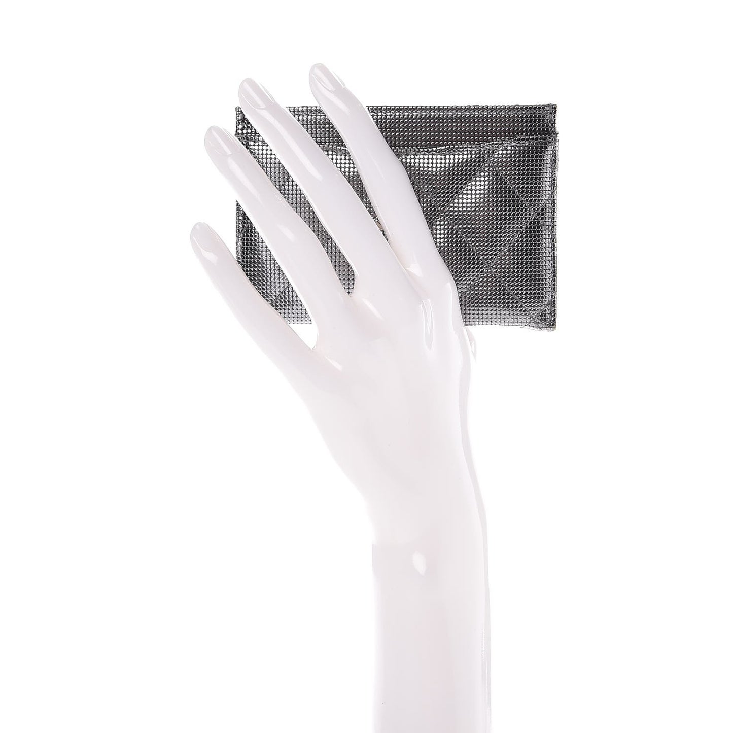 Metallic Calfskin Pixel Effect Card Holder Dark Silver