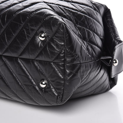 Chanel Aged Calfskin Chevron Quilted Bowling Bag Black 6 of 11