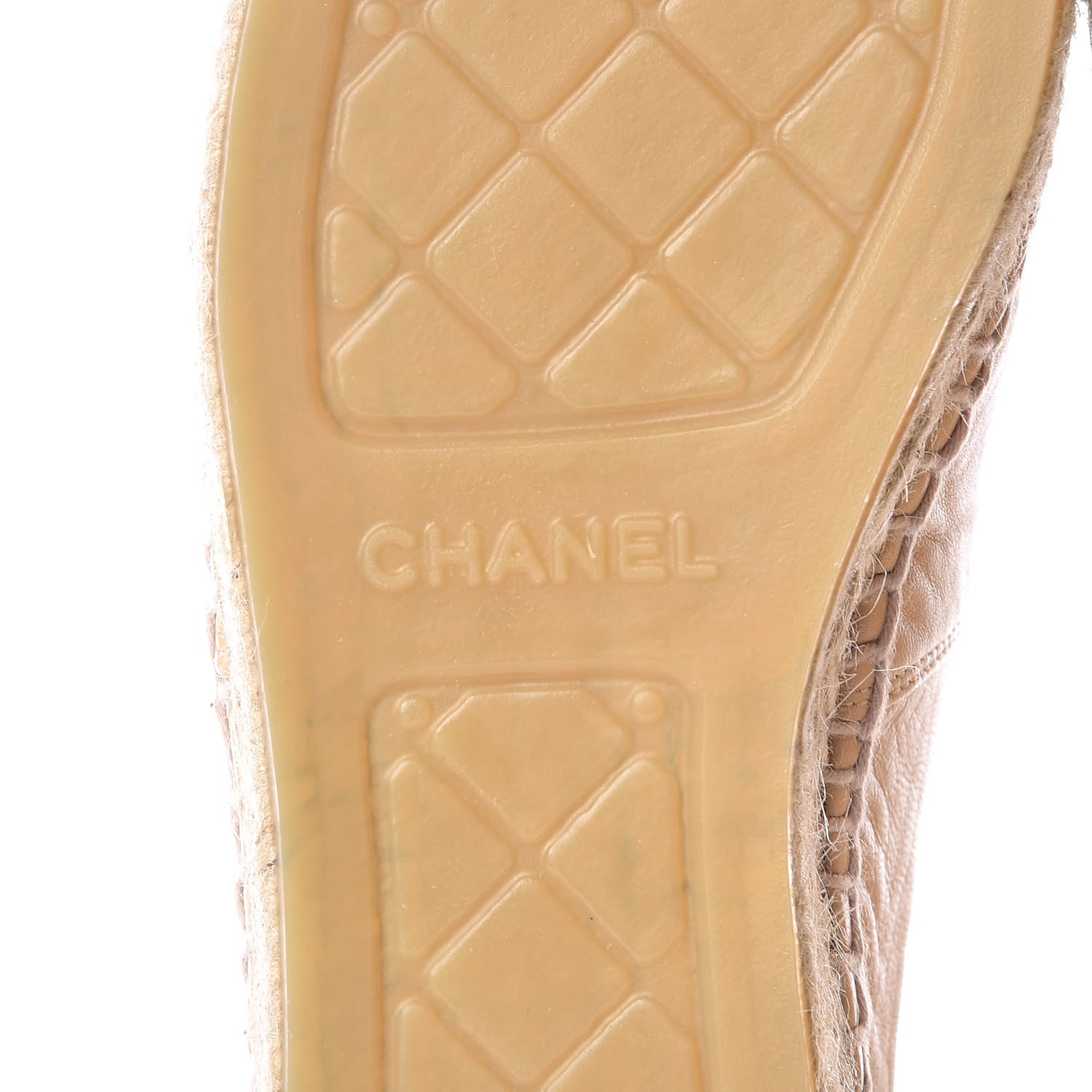 Chanel Lambskin CC Espadrilles 38 Beige Black 6 of 11