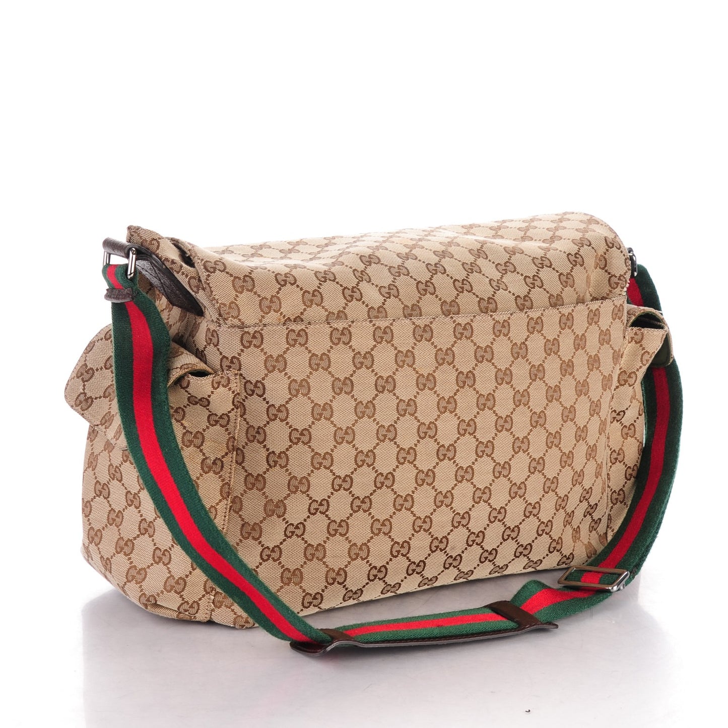 Monogram Web Messenger Diaper Bag Brown