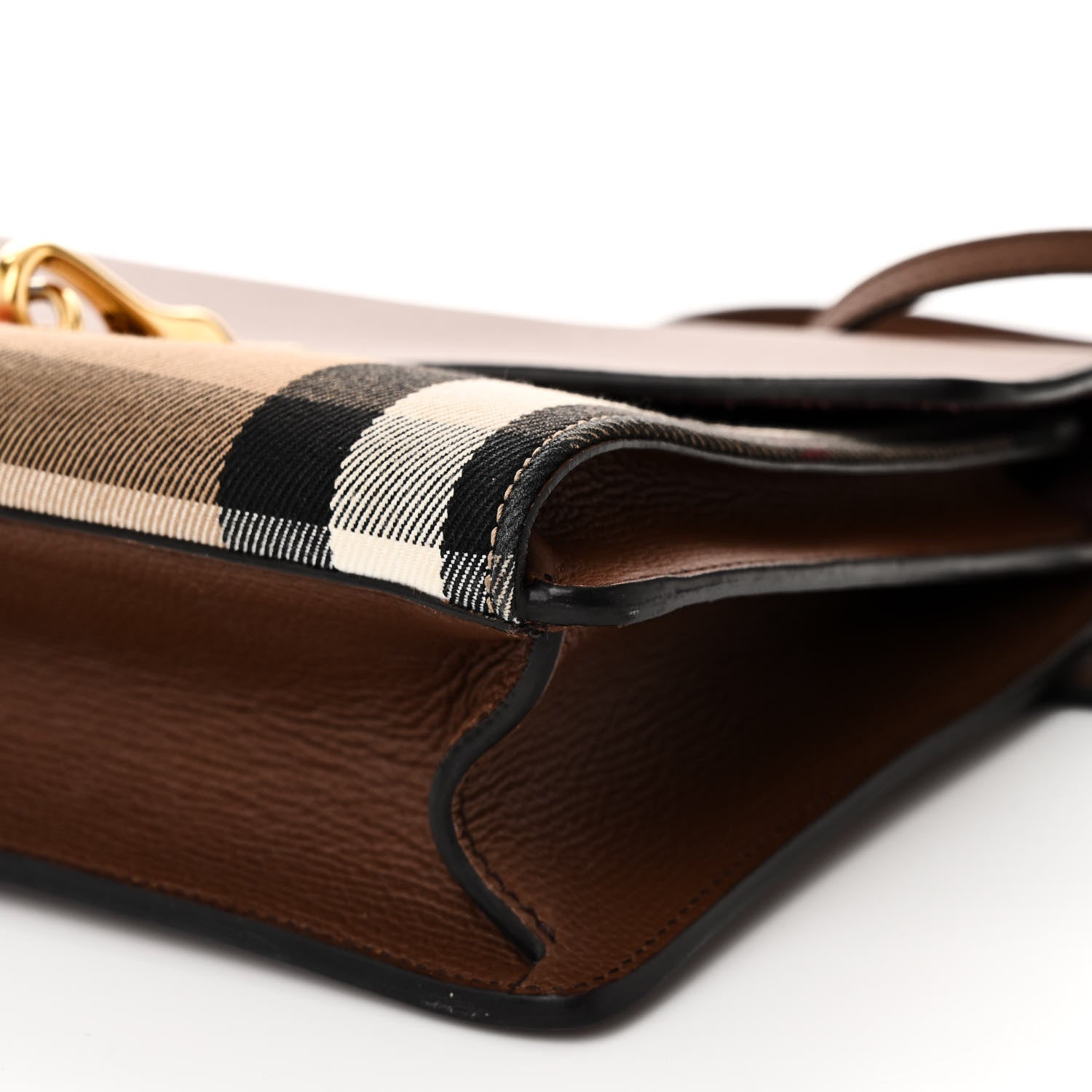 Burberry Derby Calfskin House Check Small Macken Crossbody Bag Tan 10 of 11