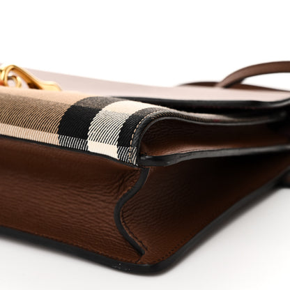 Burberry Derby Calfskin House Check Small Macken Crossbody Bag Tan 10 of 11