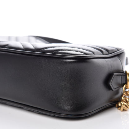 Gucci Calfskin Matelasse Small GG Marmont Chain Shoulder Bag Black 6 of 10