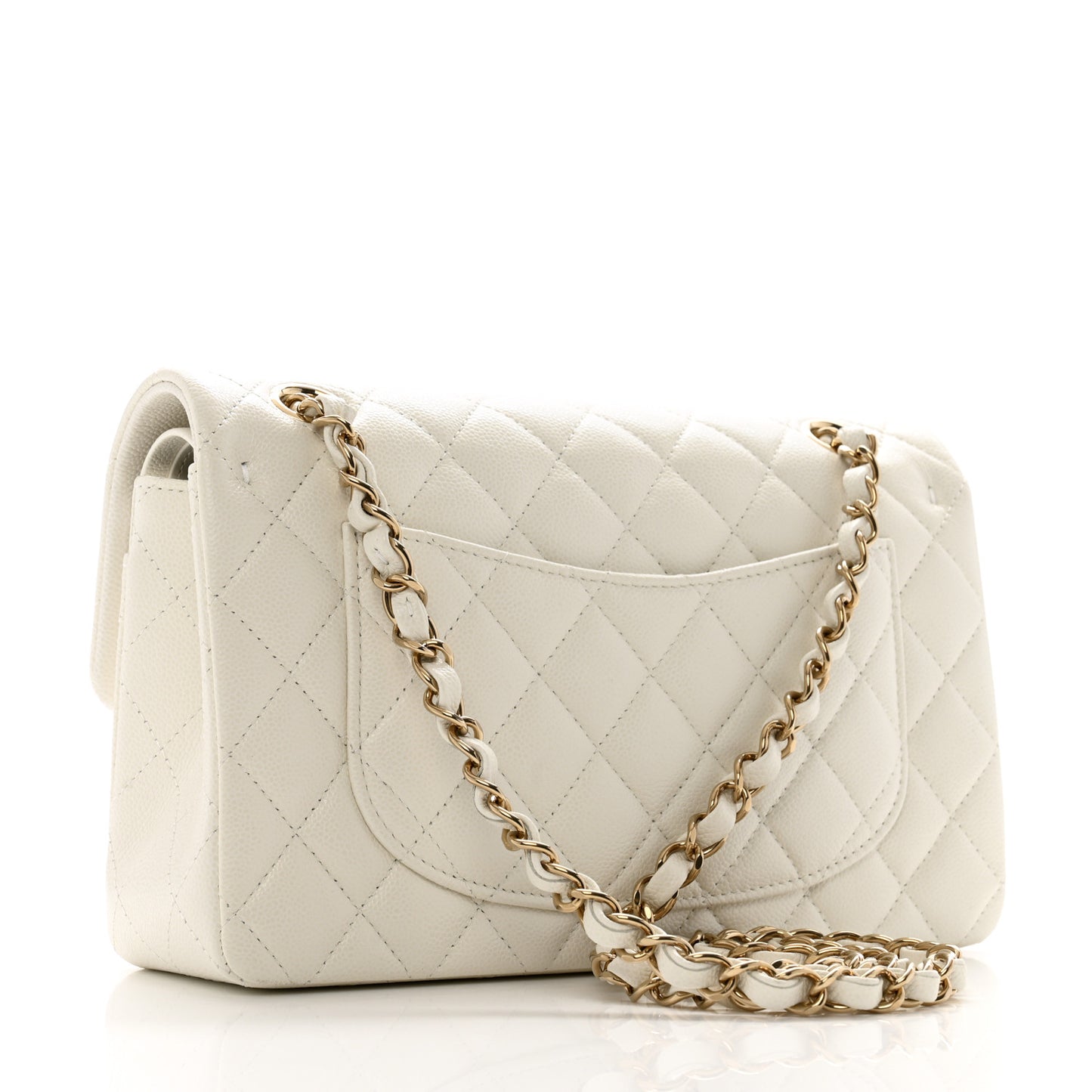 Caviar Quilted Small Double Flap White