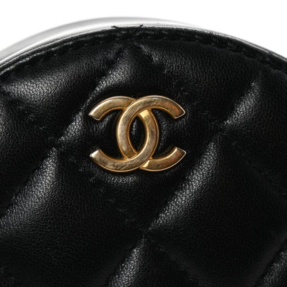 Chanel Lambskin Quilted Romance Round Clutch With Chain Black 13 of 13