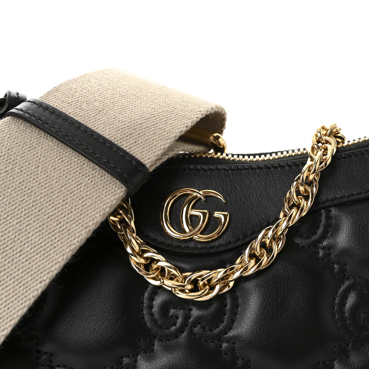Gucci Calfskin GG Matelasse Chain Handbag Black Natural 7 of 9