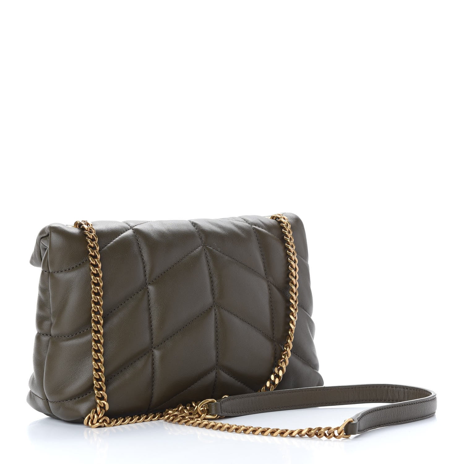 Saint Laurent Calfskin Quilted Toy Loulou Puffer Monogram Chain Satchel Seaweed 3 of 10