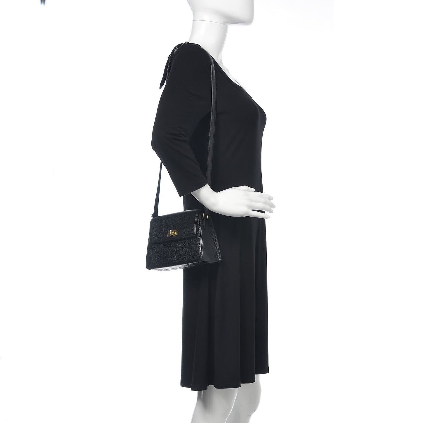 Caviar Mini Mademoiselle Flap Shoulder Bag Black