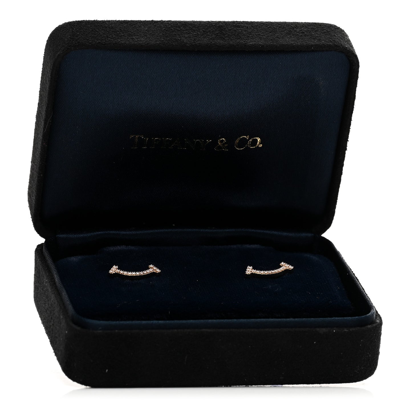 18K Rose Gold Diamond T Smile Earrings