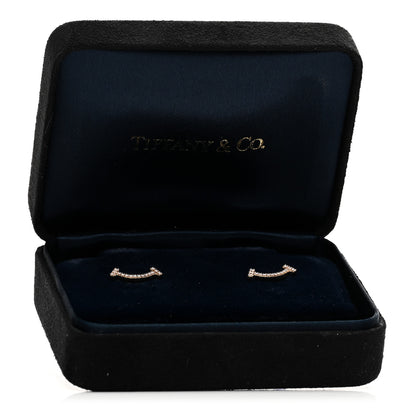 Tiffany 18K Rose Gold Diamond T Smile Earrings 5 of 5