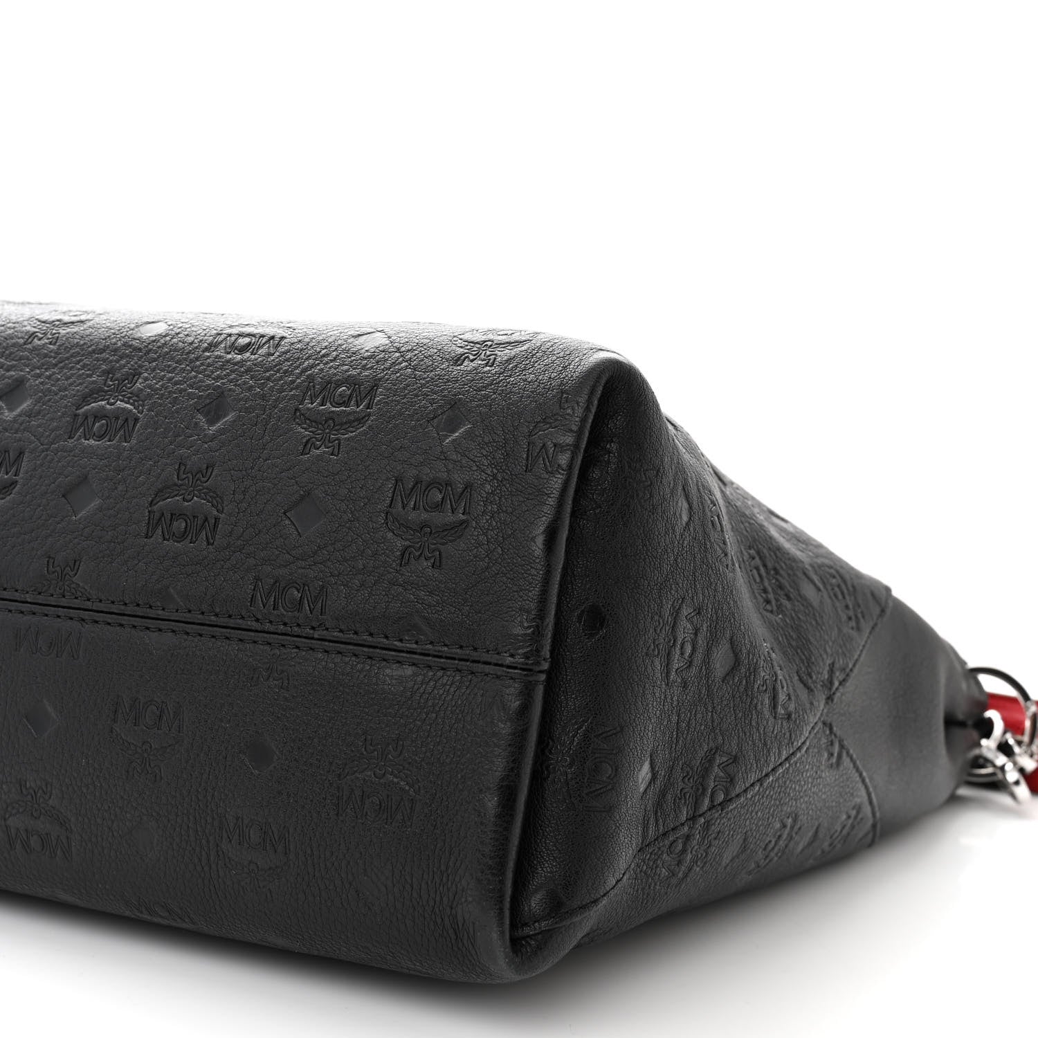 MCM Calfskin Ottomar Monogram Large Klara Hobo Black Red 10 of 11