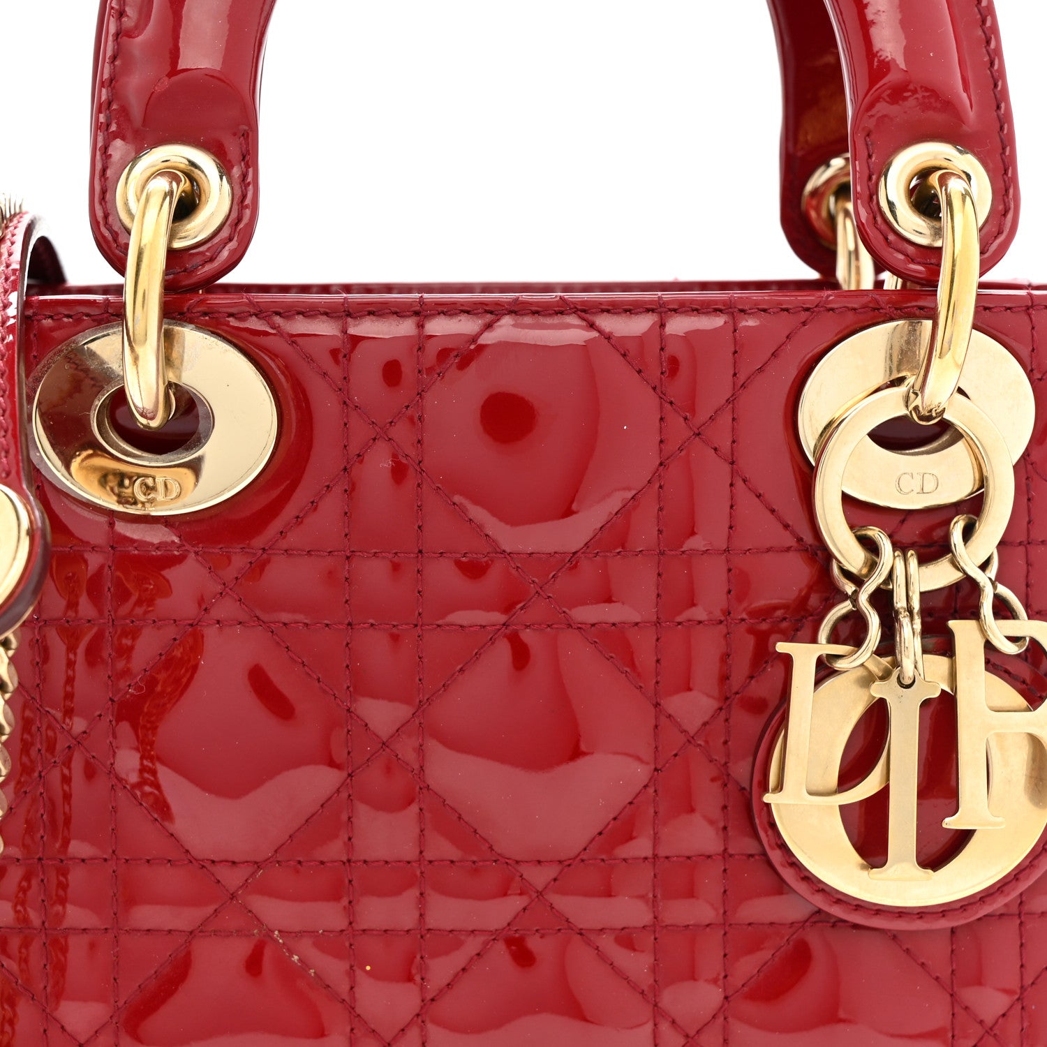Christian Dior Patent Cannage Mini Lady Dior Red 8 of 10