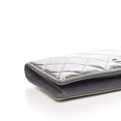 Chanel Patent Quilted Yen Wallet Grey 10 of 15