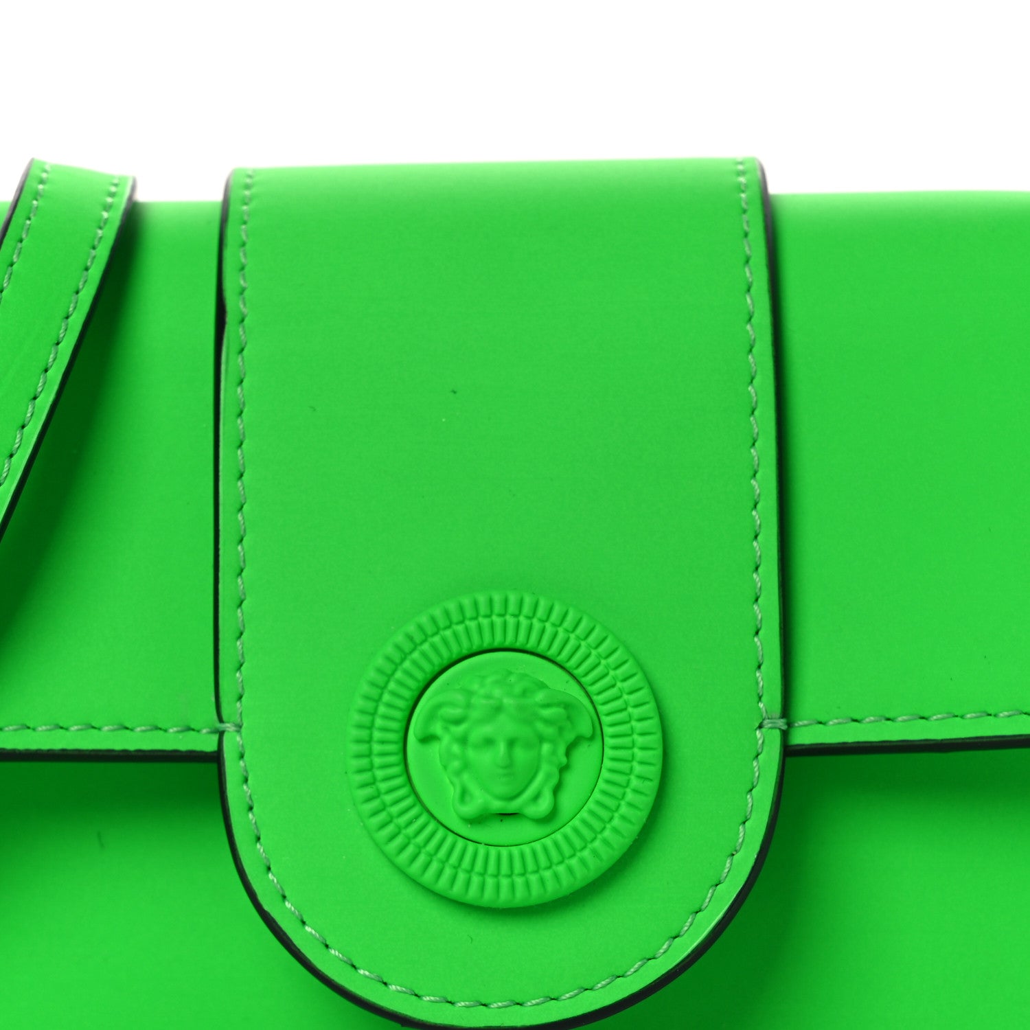 Versace Calfskin Rubber Medusa Shoulder Bag Lime 7 of 11