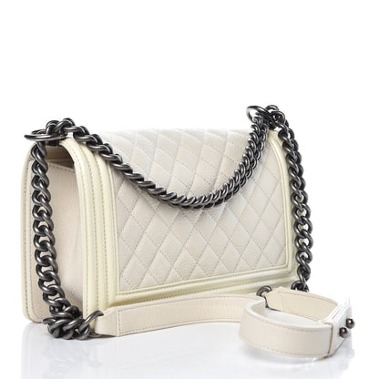 Chanel Goatskin Quilted Patent Medium Duo Boy Flap Ecru 3 of 10