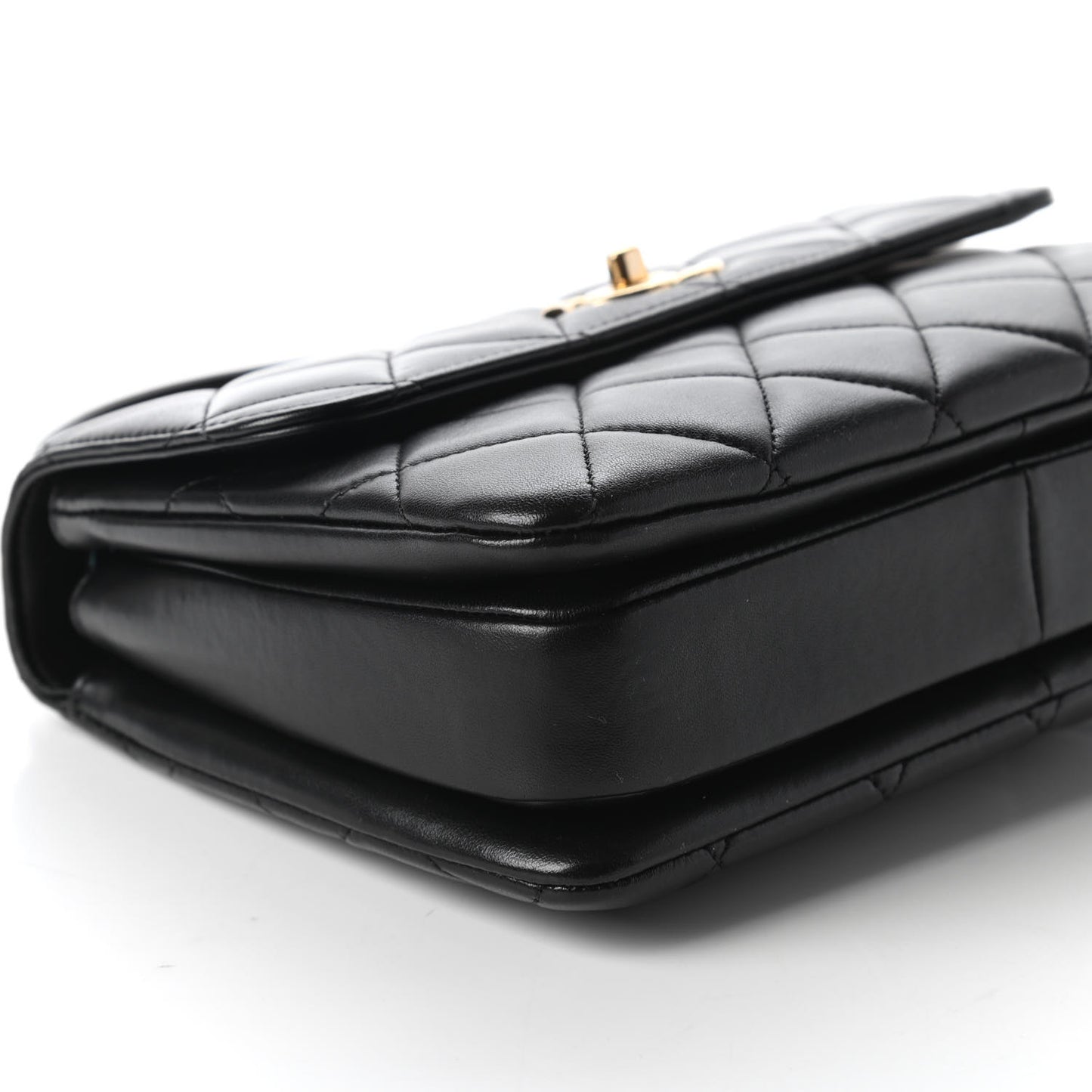 Lambskin Quilted Small Trendy CC Dual Handle Flap Bag Black