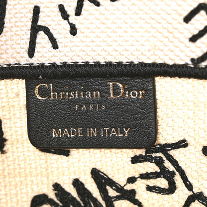 Christian Dior Canvas Embroidered Medium Dioramour Graffiti Book Tote Latte Multicolor 6 of 7