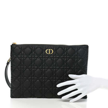 Christian Dior Supple Calfskin Cannage Large Caro Daily Pouch Black 2 of 7