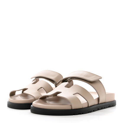 Hermes Calfskin Womens Chypre Sandals 35.5 Beige Mastic 3 of 9