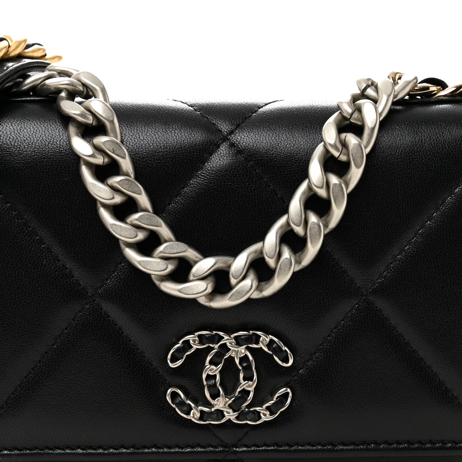 Chanel Lambskin Quilted Chanel 19 Wallet On Chain WOC Black 9 of 11