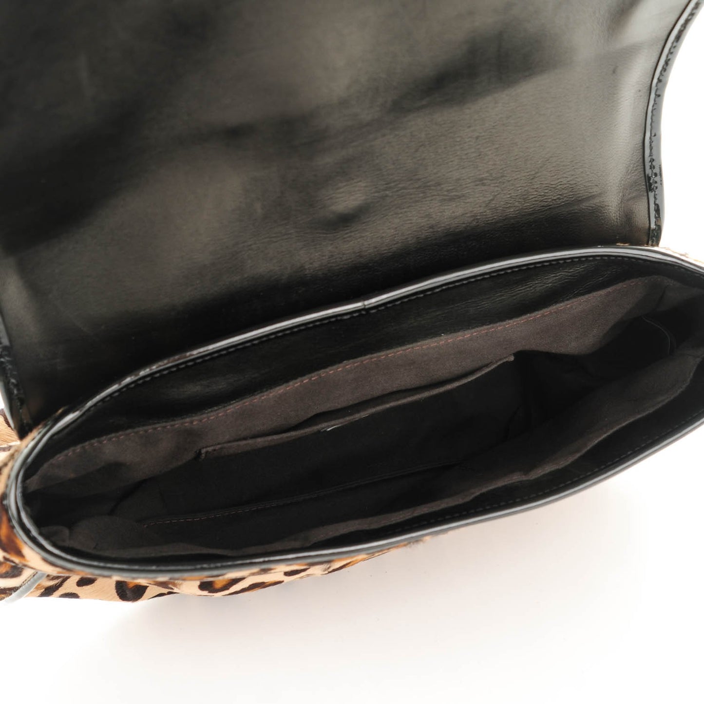 Calf Hair Leopard Printed B Bag Black