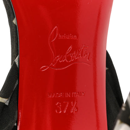 Christian Louboutin Crepe Satin Du Desert 100 Ankle Wrap Sandals 37.5 Black White 8 of 9