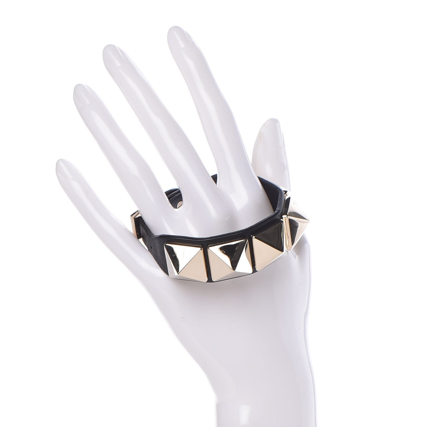 Calfskin Macro Rockstud Bracelet Black