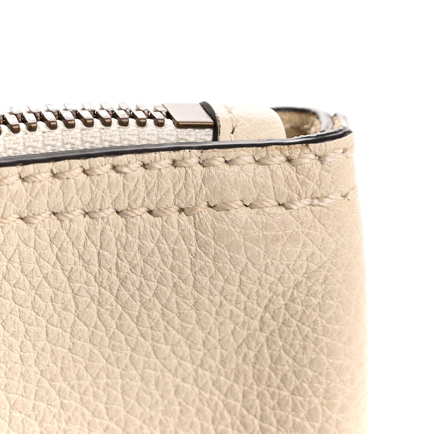 Pebbled Calfskin Medium Logo Portfolio Clutch White