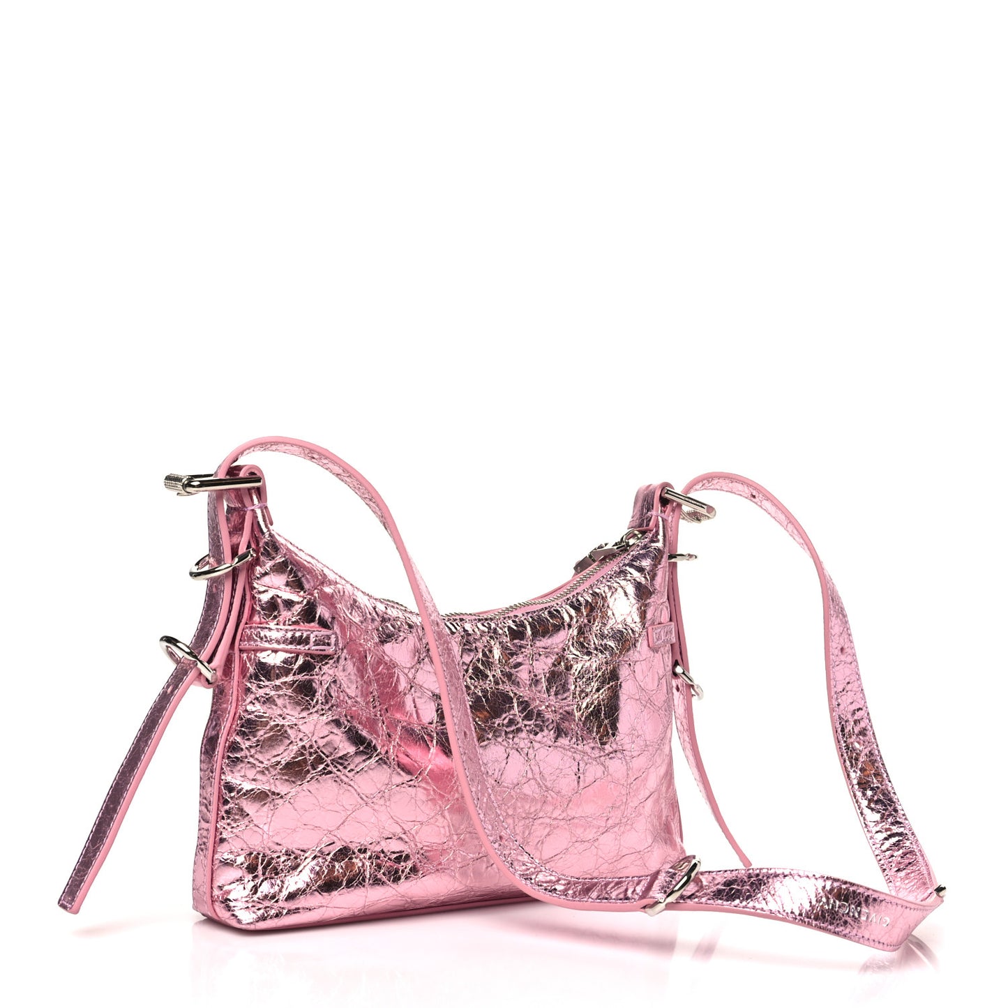 Metallic Calfskin Mini Voyou Bag Silk Pink