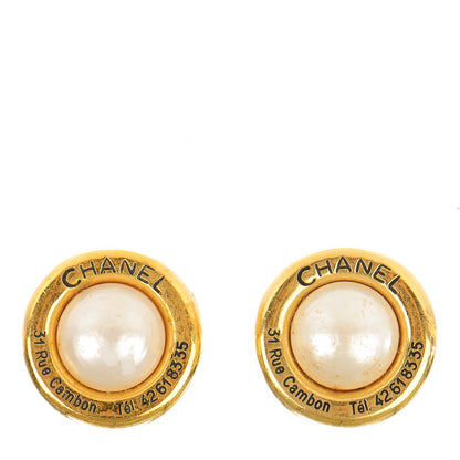 Chanel Pearl Rue Cambon Clip On Earrings Gold 1 of 4
