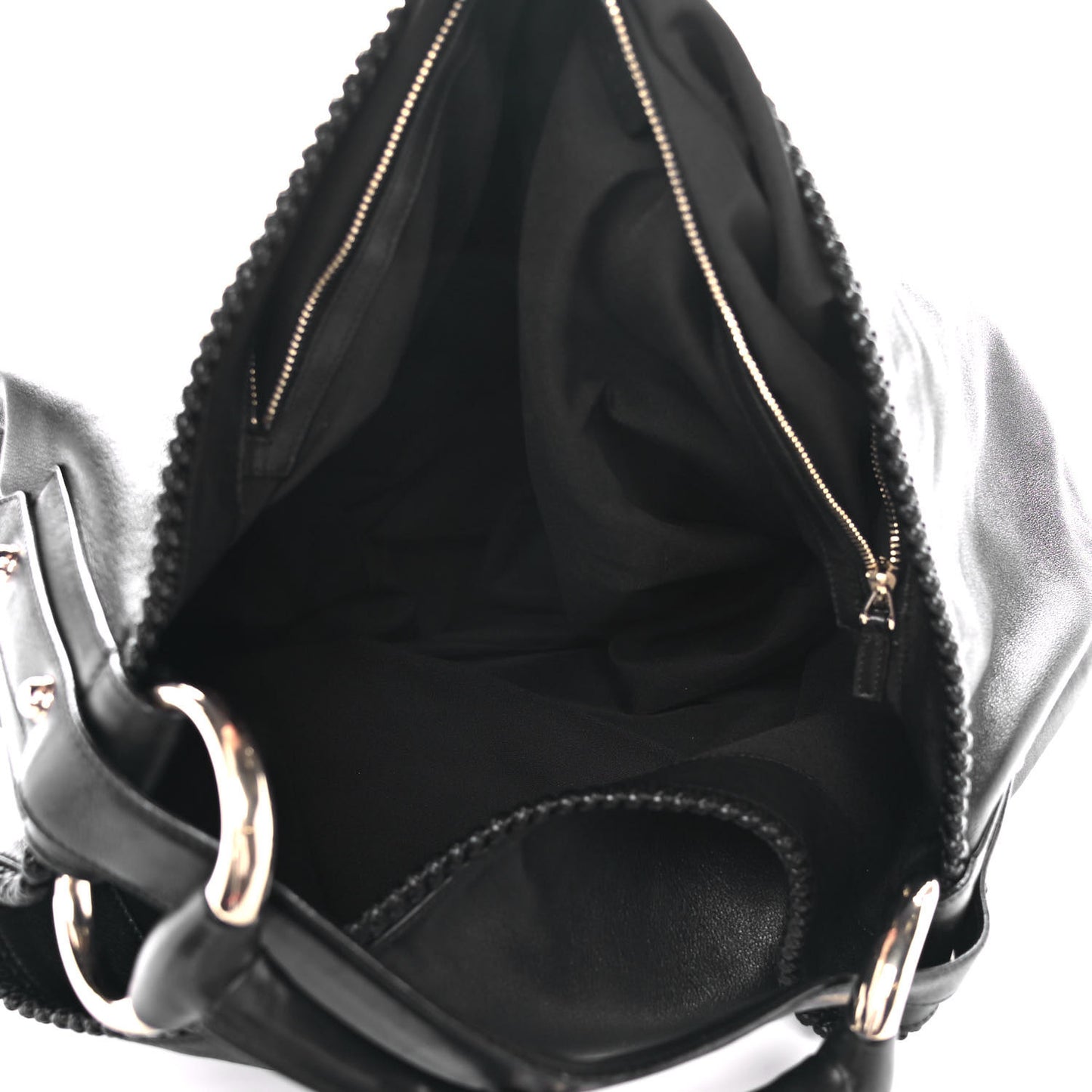 Calfskin Large Horsebit Chain Hobo Black