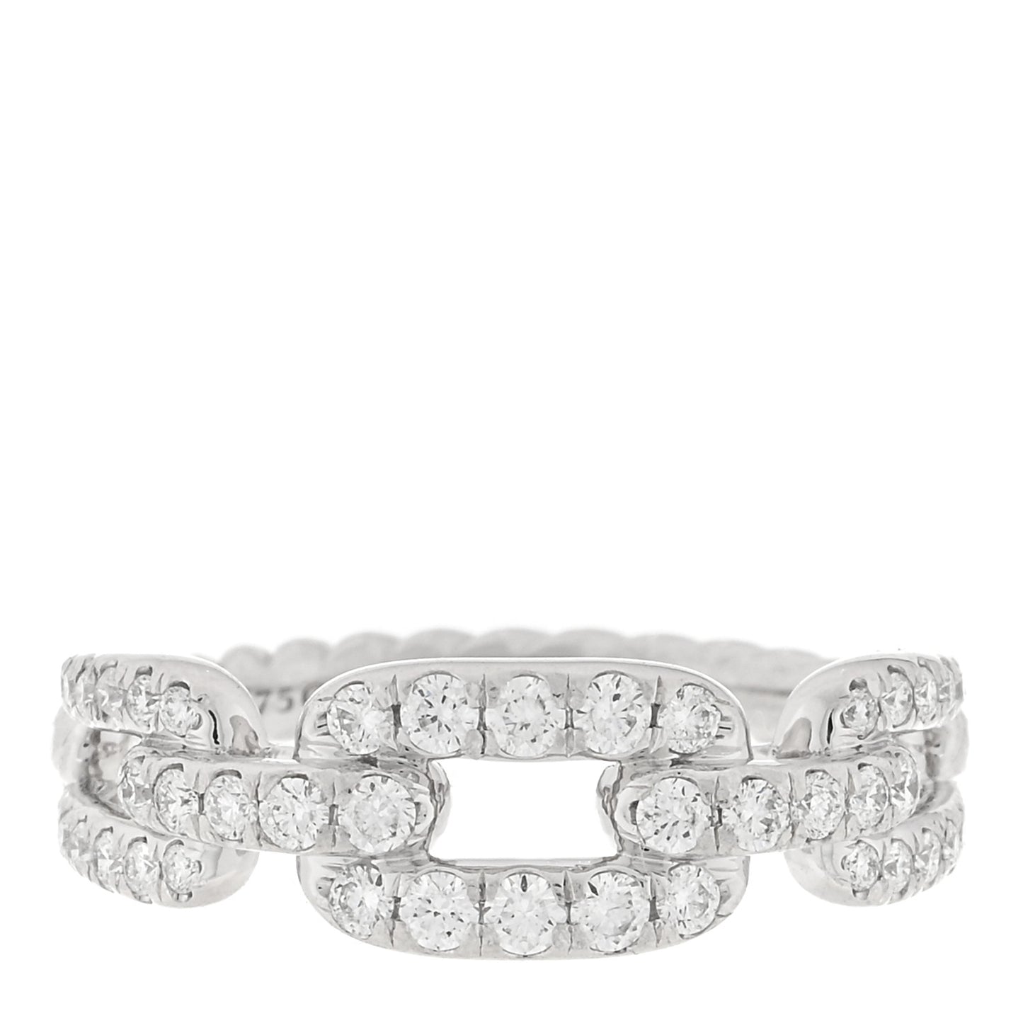 18K White Gold Diamond 7mm Stax Chain Link Pave Ring 54 7