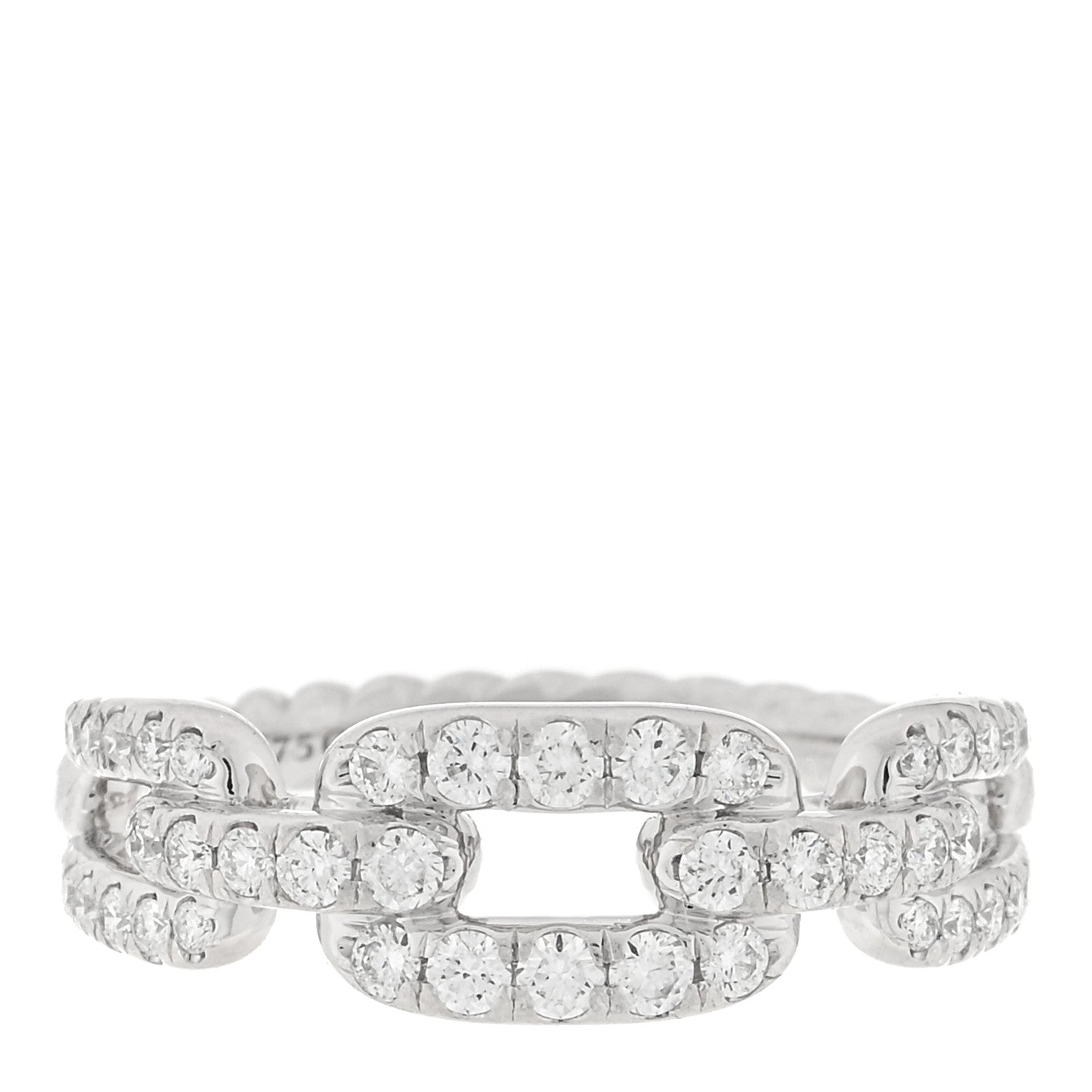David Yurman 18K White Gold Diamond 7mm Stax Chain Link Pave Ring 54 7 1 of 3