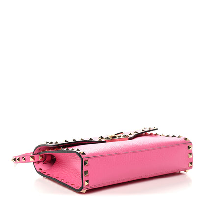 Valentino Garavani Pebbled Calfskin Medium Rockstud Flip Lock Crossbody Bag Feminine Pink 4 of 9