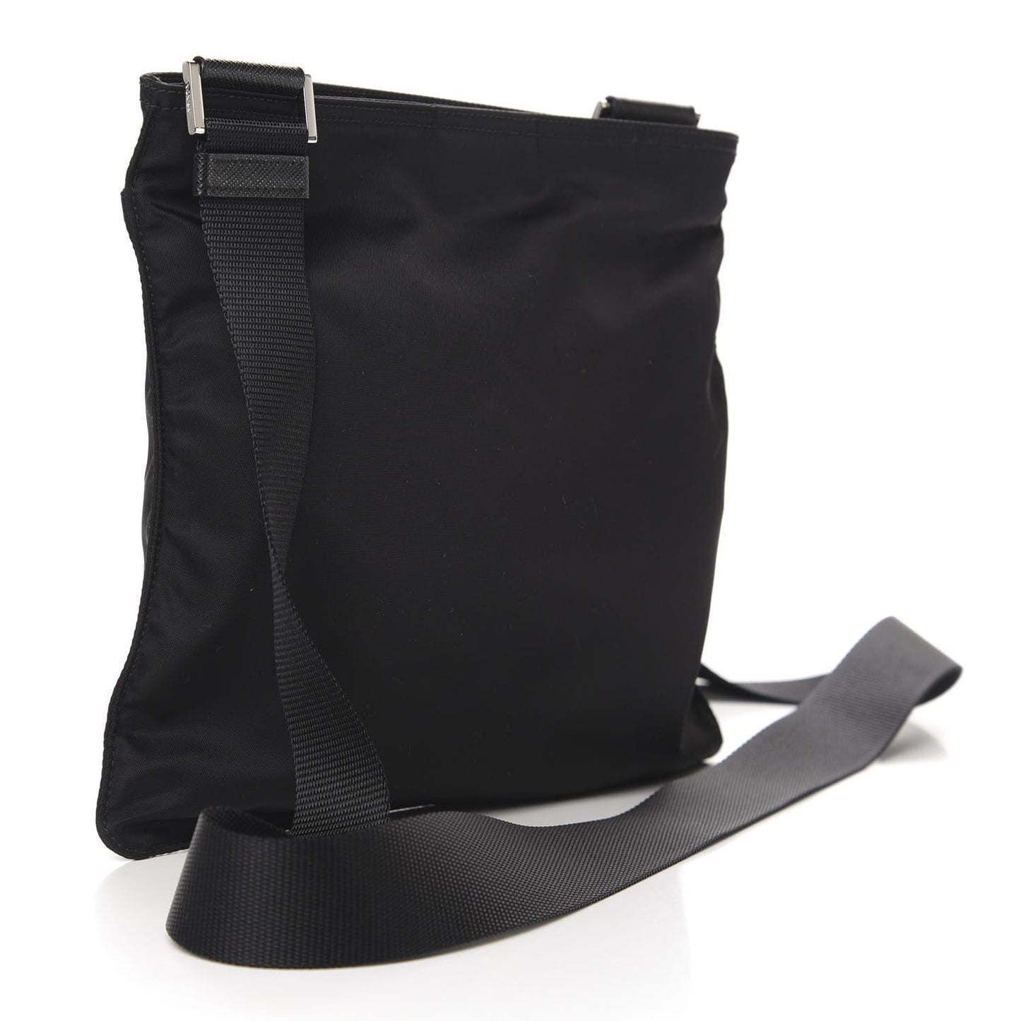 Nylon Flat Messenger Bag Black