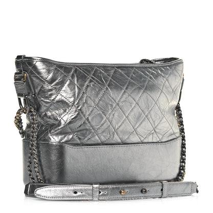 Chanel Metallic Lambskin Calfskin Quilted Medium Gabrielle Hobo Silver 3 of 14