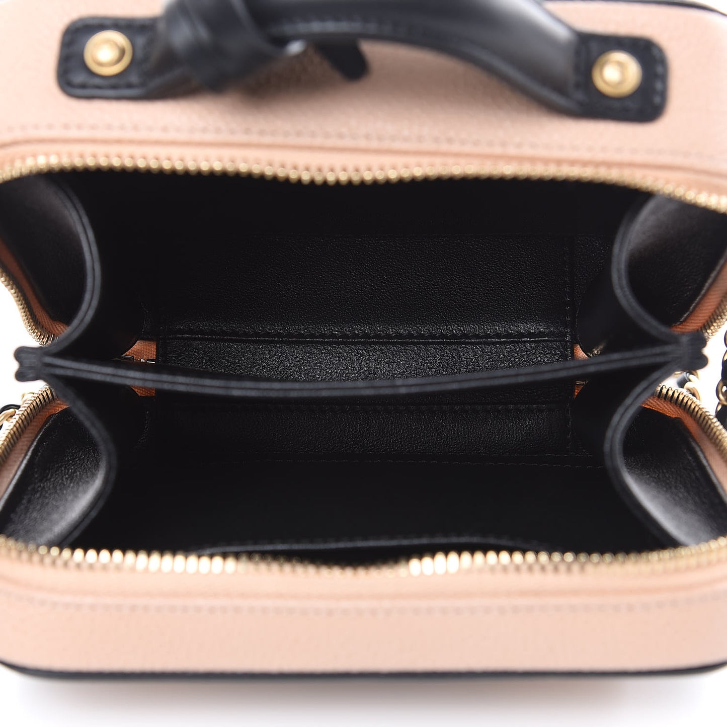 Caviar Quilted Small CC Filigree Vanity Case Beige Black