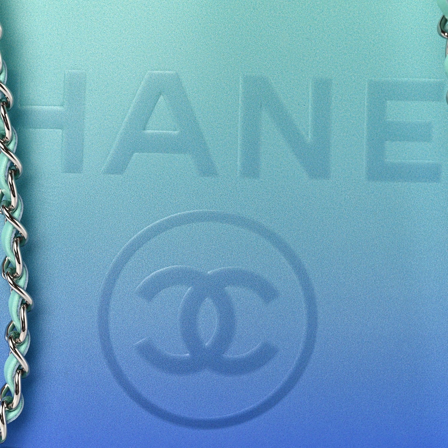 Chanel Shaded Calfskin Small Deauville Tote Light Green Turquoise Purple 9 of 15