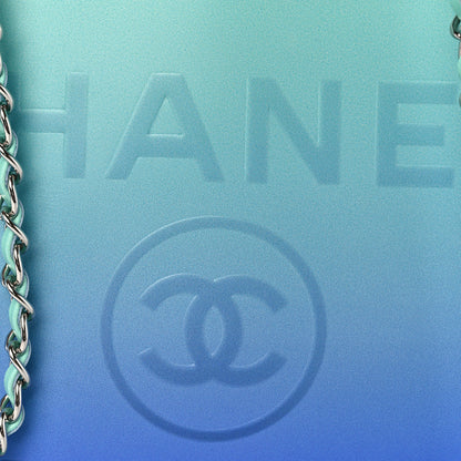 Chanel Shaded Calfskin Small Deauville Tote Light Green Turquoise Purple 9 of 15