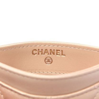 Chanel Iridescent Calfskin Quilted Card Holder Beige 6 of 9