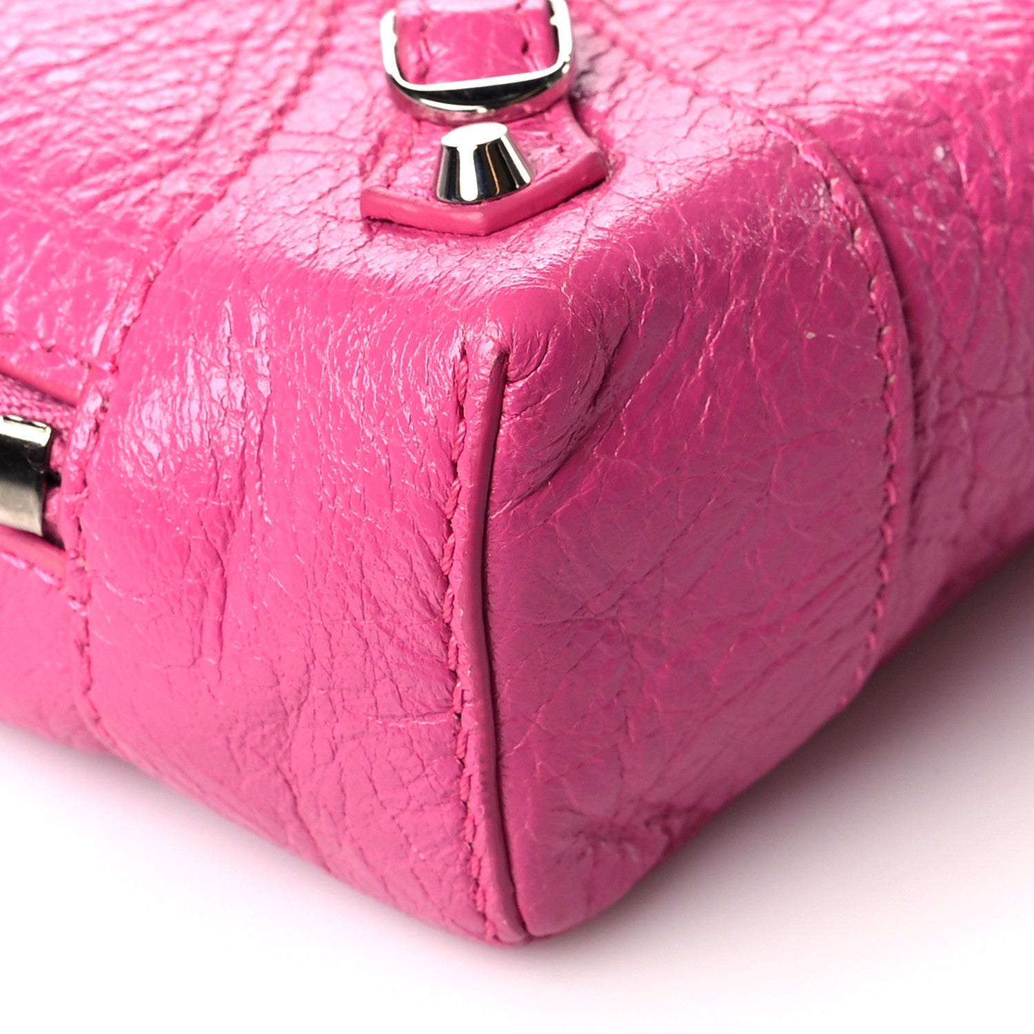 Balenciaga Agneau Arena Classic Silver Hardware Pouch With A Chain Crossbody Rose Flamingo 5 of 11