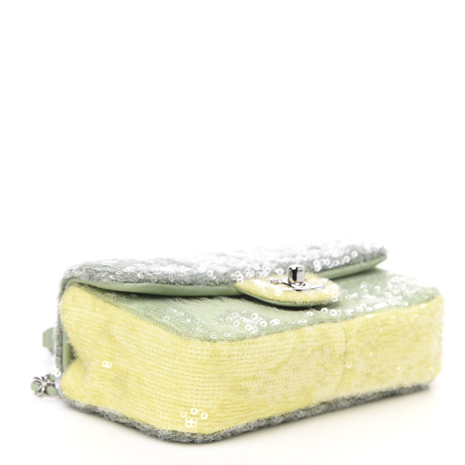 Chanel Sequin Mini Waterfall Flap Green Light Green Yellow 4 of 11