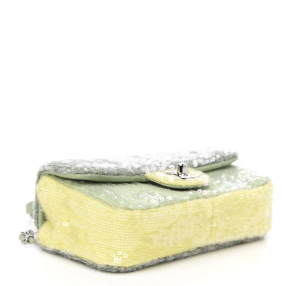 Chanel Sequin Mini Waterfall Flap Green Light Green Yellow 4 of 11