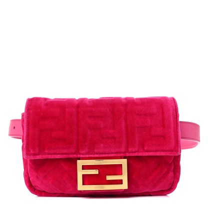 Fendi Velvet FF Embossed Hip Belt Baguette Bag Fuxia 1 of 16
