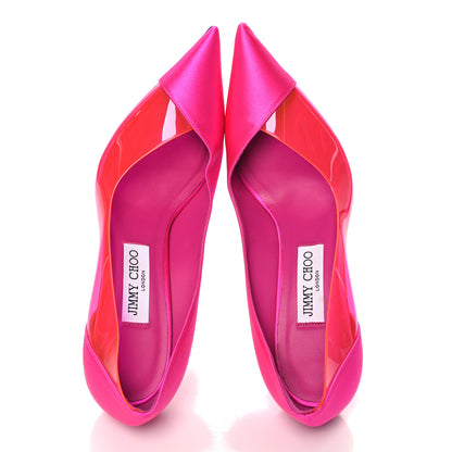 Jimmy Choo Satin PVC Cass Pumps 38.5 Fuchsia 2 of 8