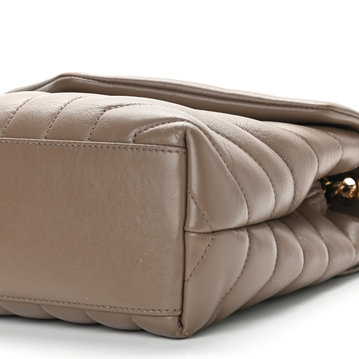 Calfskin Y Quilted Monogram Small Loulou Chain Satchel Taupe