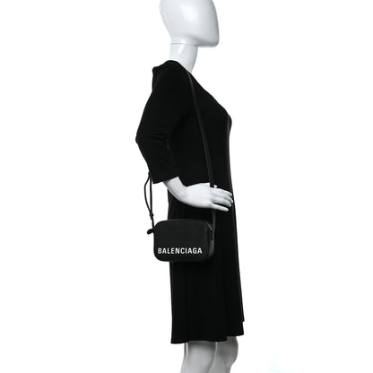 Balenciaga Signature Grained Calfskin Logo XS Ville Camera Bag Black White 2 of 8