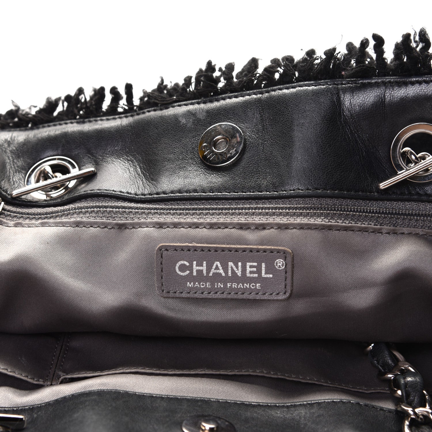 Chanel Vinyl Quilted Funny Tweed Tote Black 5 of 6