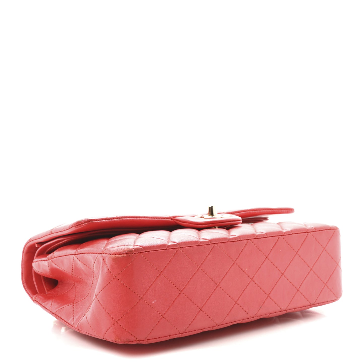 Lambskin Quilted Medium Double Flap Red